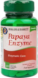 Holland And Barrett Papaya Enzyme Дъвчащи таблетки за подпомагане на храносмилането х 100 таблетки