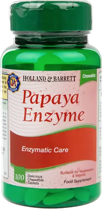 Holland And Barrett Papaya Enzyme Дъвчащи таблетки за подпомагане на храносмилането х 100 таблетки