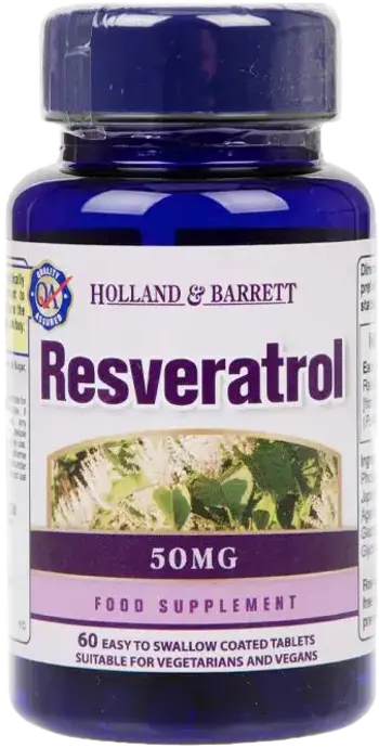 Holland And Barrett Resveratrol 50 mg За сърдечно-съдова подкрепа и дълголетие х 60 Таблетки