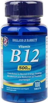 Holland And Barrett Vitamin B12 Cyanocobalamin 500 mcg 100 Таблетки