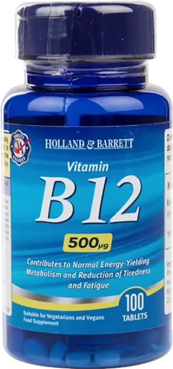 Holland And Barrett Vitamin B12 Cyanocobalamin 500 mcg 100 Таблетки