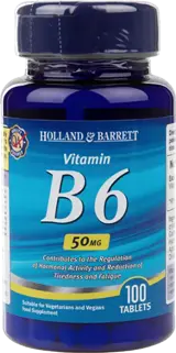 Holland And Barrett Vitamin B6 / Pyridoxine 50 mg 100 Таблетки