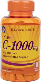 Holland And Barrett Vitamin C 1000 mg with Rose Hips & Bioflavonoids 100 каплети