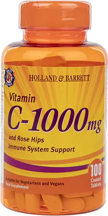 Holland And Barrett Vitamin C 1000 mg with Rose Hips & Bioflavonoids 100 каплети