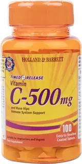 Holland And Barrett Vitamin C 500 mg Timed Release with Rose Hips & Bioflavonoids 100 каплети