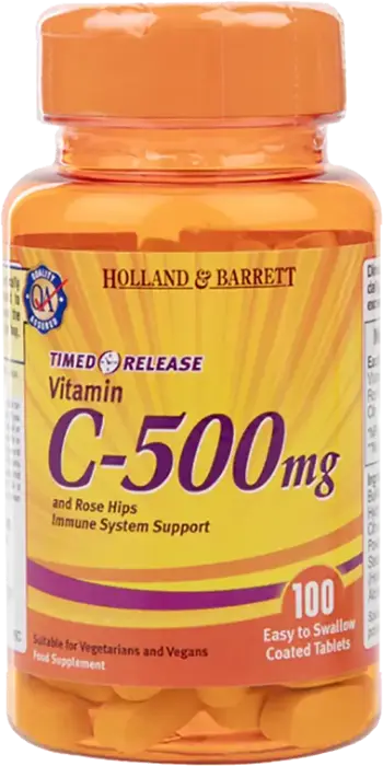 Holland And Barrett Vitamin C 500 mg Timed Release with Rose Hips & Bioflavonoids 100 каплети
