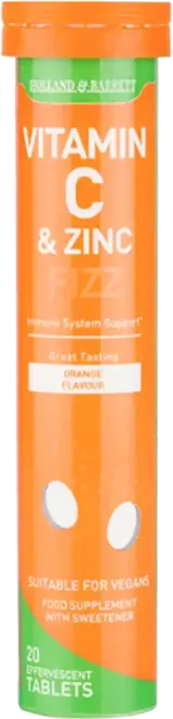 Holland And Barrett Vitamin C & Zinc Effervescent За силна имунна система х 20 разтворими таблетки