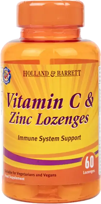Holland And Barrett Vitamin C & Zinc Lozenges Подкрепа за имунната система х 60 Бонбона