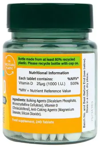 Holland And Barrett Vitamin D3 1000 IU 250 Таблетки, 250 Дози
