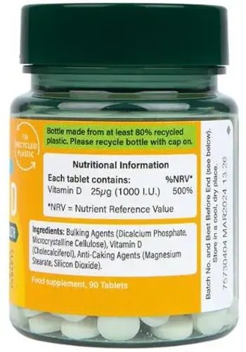 Holland And Barrett Vitamin D3 400 IU За здрави кости и имунитет х 100 Таблетки