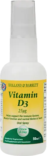 Holland And Barrett Vitamin D3 Spray / 1000 IU per Spray Спрей за бързо усвояване 50 мл