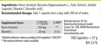 Bioherba Horse Chestnut Extract 250 mg Екстракт от див кестен с Витамин C