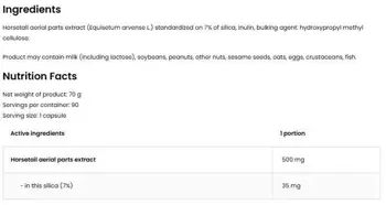 OstroVit Horsetail 500 мг Vege Силика -  90 капсули, 90 дози