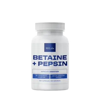 HS Labs BETAINE & PEPSIN Бетаин и Пепсин - 100 капсули, 100 дози