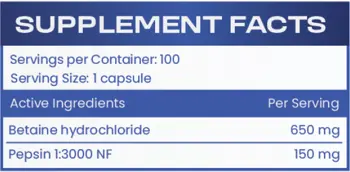 HS Labs BETAINE & PEPSIN Бетаин и Пепсин - 100 капсули, 100 дози