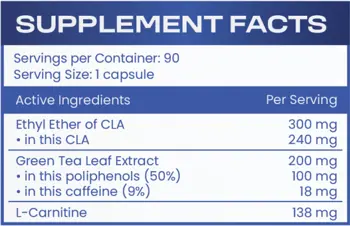 HS LABS CLA, GREEN TEA, L-CARNITINE Свързана Линолова Киселина, Зелен Чай, L-Карнитин - 90 капсули, 45 дози