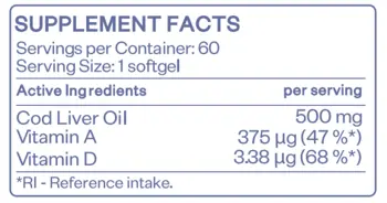 HS LABS COD LIVER OIL 500 мг 100% Чисто Масло от Черен Дроб на Треска - 60 гел капсули, 60 дози