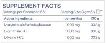 HS LABS GH AMINO Л-Орнитин, Л-Лизин и Л-Аргинин Алфа-Кетоглутарат - 200 грама, 66 дози