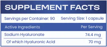 HS LABS HYALURONIC ACID 70 мг Хиалуронова Киселина - 90 капсули, 90 дози