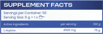 HS LABS L-ARGININE 4500 мг L-Аргинин - 300 грама, 50 дози