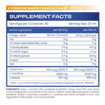 HS LABS L-CARNITINE 3000 WITH CAFFEINE AND CHROMIUM L-Карнитин + Кофеин и Хром - 1000 мл