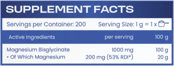 HS LABS MAGNESIUM BISGLYCINATE Магнезий Бисглицинат - 200 грама, 200 дози