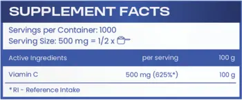 HS LABS VITAMIN C 500 мг Витамин C на Прах - 500 грама, 1000 дози