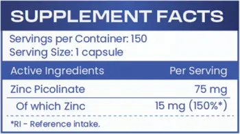 HS LABS ZINC PICOLINATE 15 мг Цинк Пиколинат - 150 капсули, 150 дози