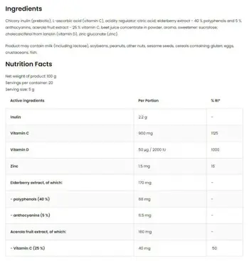 OstroVit Immune Aid Powder Комплекс за Имунна Система на Прах - 100 грама, 20 дози