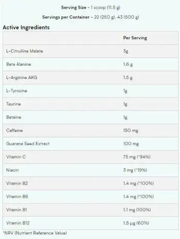 MyProtein Impact Pre Workout Blend Азотен Бустър - 500 грама, 22 дози