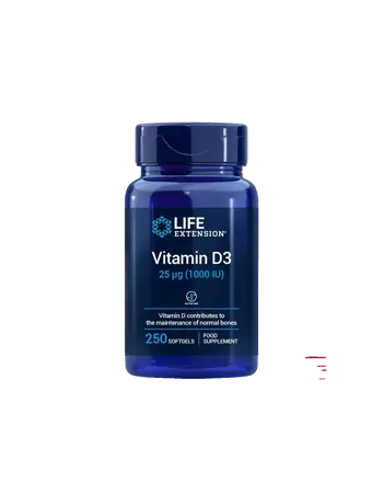 Life Extension Vitamin D3 25 µg (1000 IU) Силен имунитет