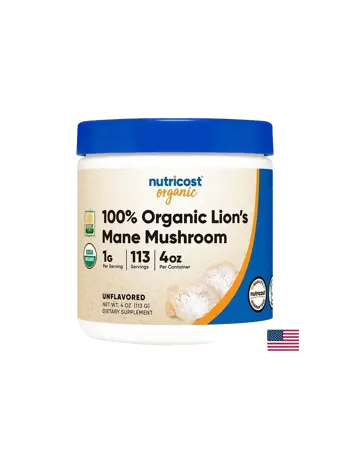 Nutricost Organic Lion's Mane Mushroom Имунитет и мозъчна функция 113 грама прах