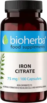 Bioherba Iron Citrate 25 mg Железен цитрат за енергия и жизненост х 100 капсули