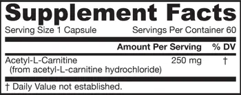 Jarrow Formulas Acetyl L-Carnitine 250 mg За енергия и мозъчна функция х 60 капсули