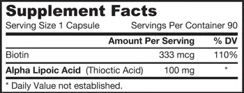 Jarrow Formulas Alpha Lipoic Acid with Biotin 100 mg - 90 капсули