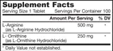 Jarrow Formulas Arginine + Ornithine 750 mg Подкрепа за протеиновия синтез х 100 Таблетки