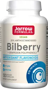 Jarrow Formulas Bilberry + Grapeskin Polyphenols 280 mg За подкрепа на зрението х 120 капсули