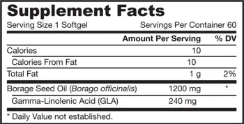 Jarrow Formulas Borage (GLA) 1200 mg Масло от пореч за имунна подкрепа и здрава кожа х 60 Гел капсули