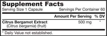 Jarrow Formulas Citrus Bergamot 500 mg Подкрепа за холестерола и кръвната захар х 60 капсули