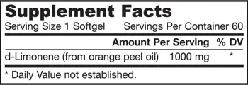 Jarrow Formulas d-Limonene 1000 mg Цитрусово етерично масло - 60 Гел капсули