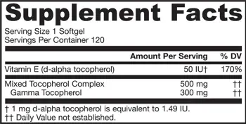 Jarrow Formulas Gamma E 300 mg Комплекс от токофероли за антиоксидантна защита х 120 Гел капсули