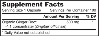 Jarrow Formulas Ginger 4:1 Concentrate 500 mg Естествено изсушен джинджифил х 100 капсули
