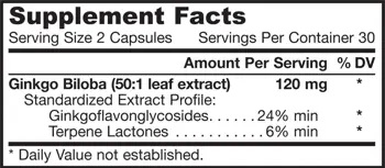 Jarrow Formulas Ginkgo Biloba 60 mg За памет и концентрация х 240 капсули