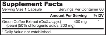 Jarrow Formulas Green Coffee Bean Extract 400 mg Екстракт от зелено кафе х 60 капсули