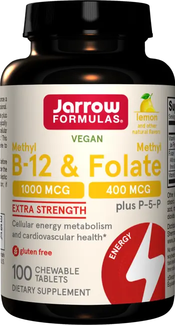Jarrow Formulas Methyl B-12 1000 mcg & Methyl Folate 400 mcg Дъвчащи таблетки