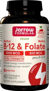 Jarrow Formulas Methyl B-12 & Methyl Folate Подкрепа за мозъка и нервната система - 60 Таблетки