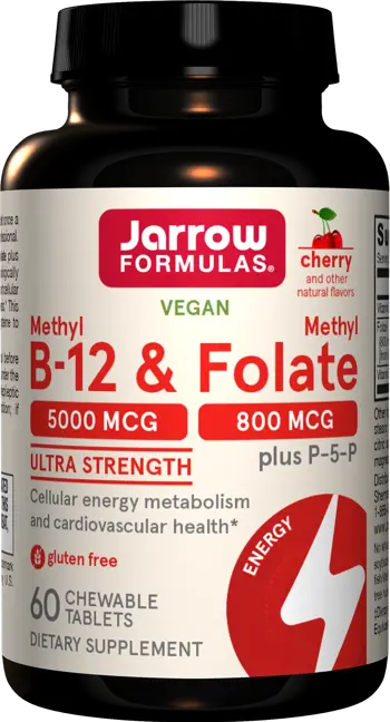 Jarrow Formulas Methyl B-12 & Methyl Folate Подкрепа за мозъка и нервната система - 60 Таблетки