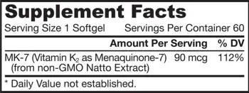 Jarrow Formulas MK-7 90 mcg Витамин К2 за здрави кости и сърце х 60 Гел капсули