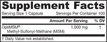 Jarrow Formulas MSM Sulfur 1000 mg За здрави стави и съединителна тъкан х 100 капсули