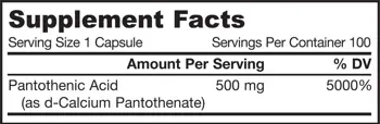 Jarrow Formulas Pantothenic Acid B5 500 mg 100 капсули